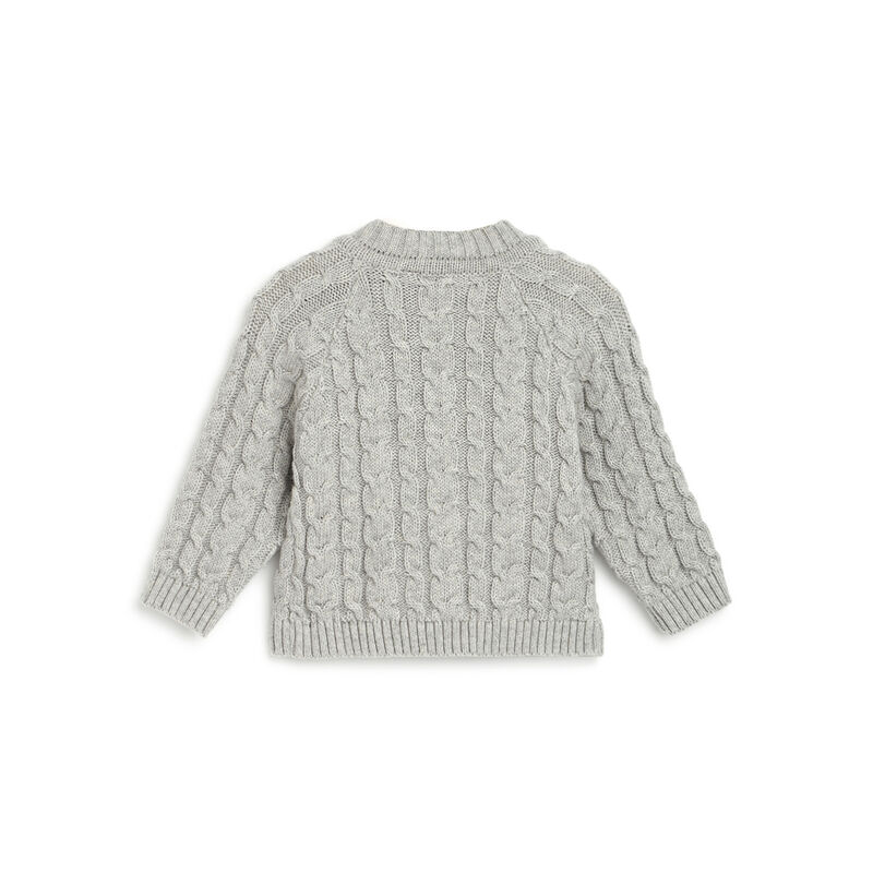 Boys Medium Grey Solid Cardigan image number 1